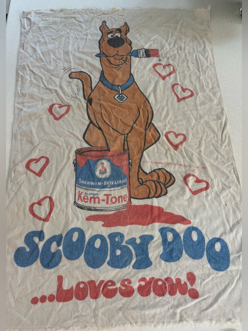 Vintage 1973 Scooby-Doo promo beach towel paint cartoon animation dog swim RARE